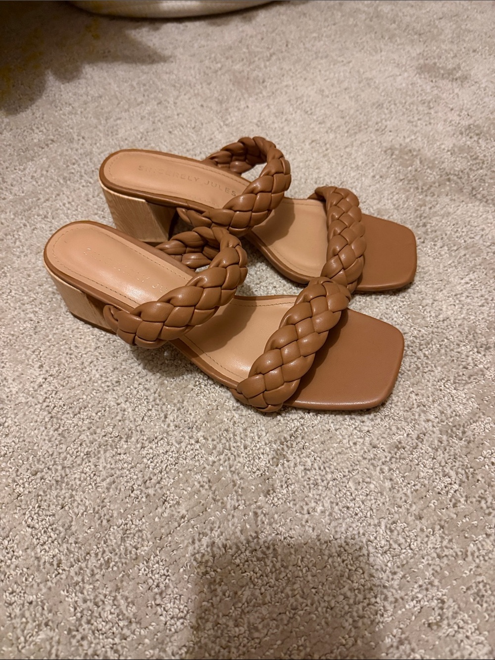 Sincerly Jules Braided Double-Strap Block Heel Sandal - Tan